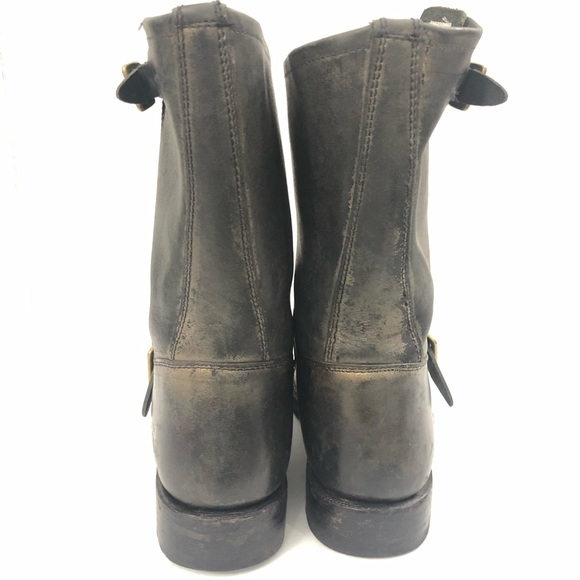 FRYE/COACH Sz 9 Antique Finish Leather Engineer Boots - Picture 10 of 16